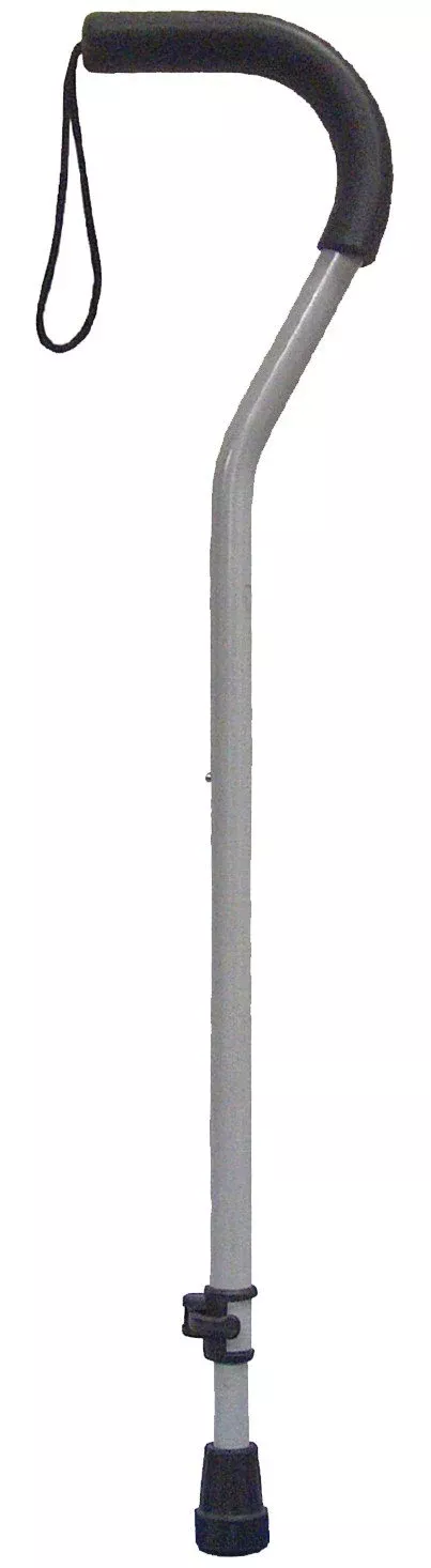 Bastón con mango desplazado de aluminio, altura de 73 a 96 cm, negro - Unidad