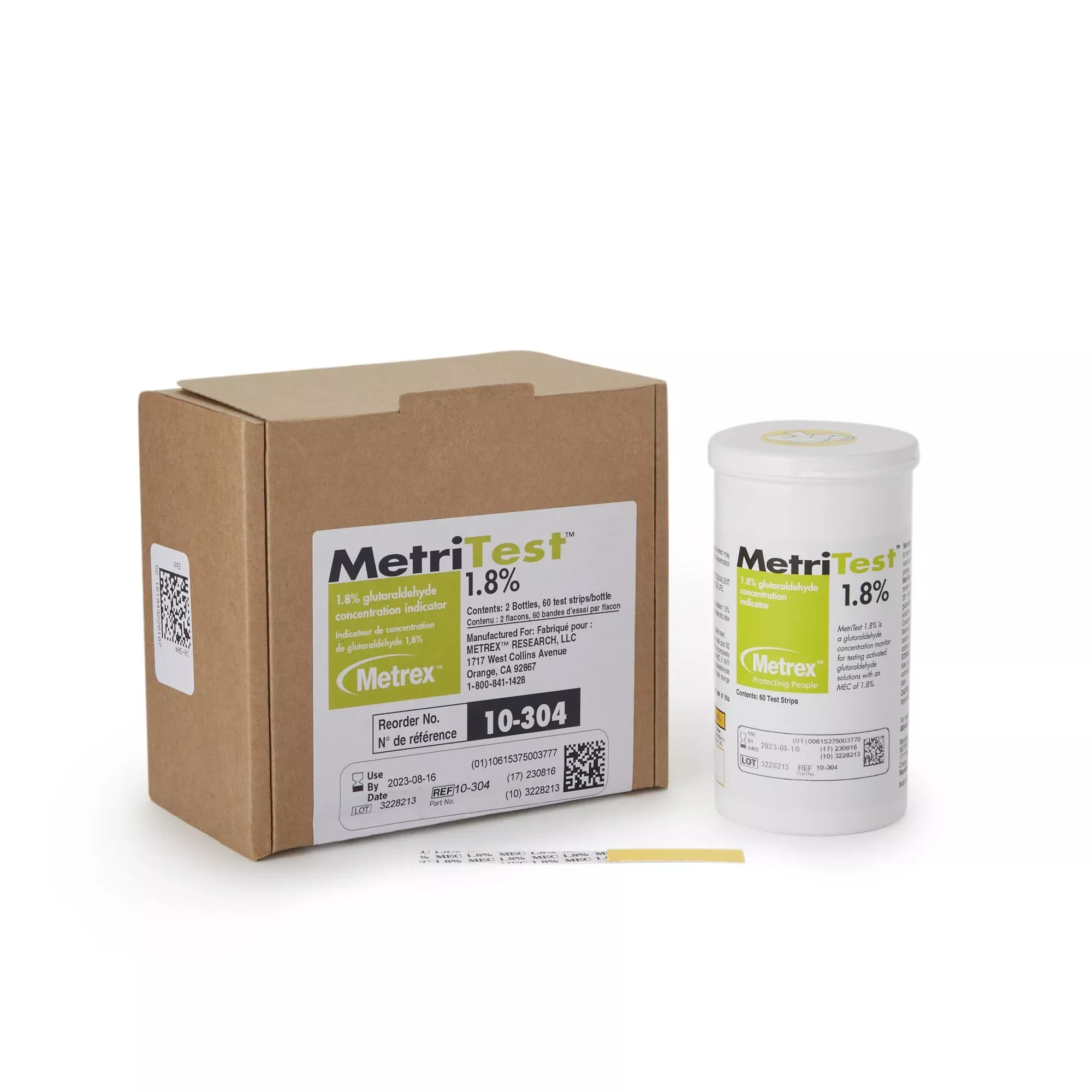 MetriTest Almohadilla indicadora de concentración de glutaraldehído al 1,8%, 60 tiras de prueba, botella de un solo uso - Botella de 60 unidades