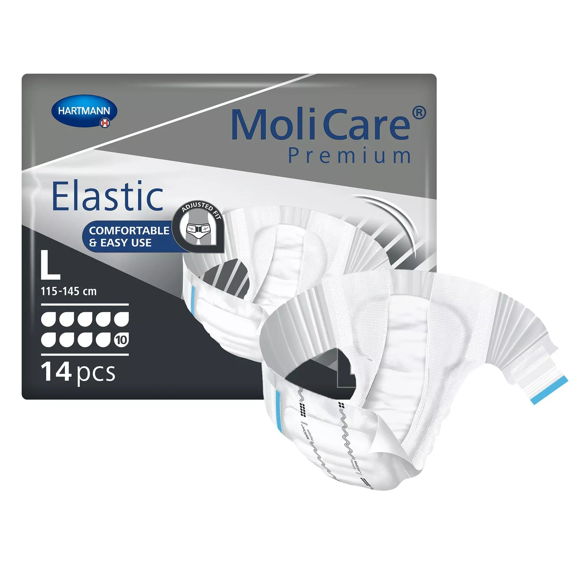 MoliCare Premium Elastic 10D Pañal para incontinencia para adulto, talla grande, unisex, desechable, absorbencia alta, caja de 56 unidades
