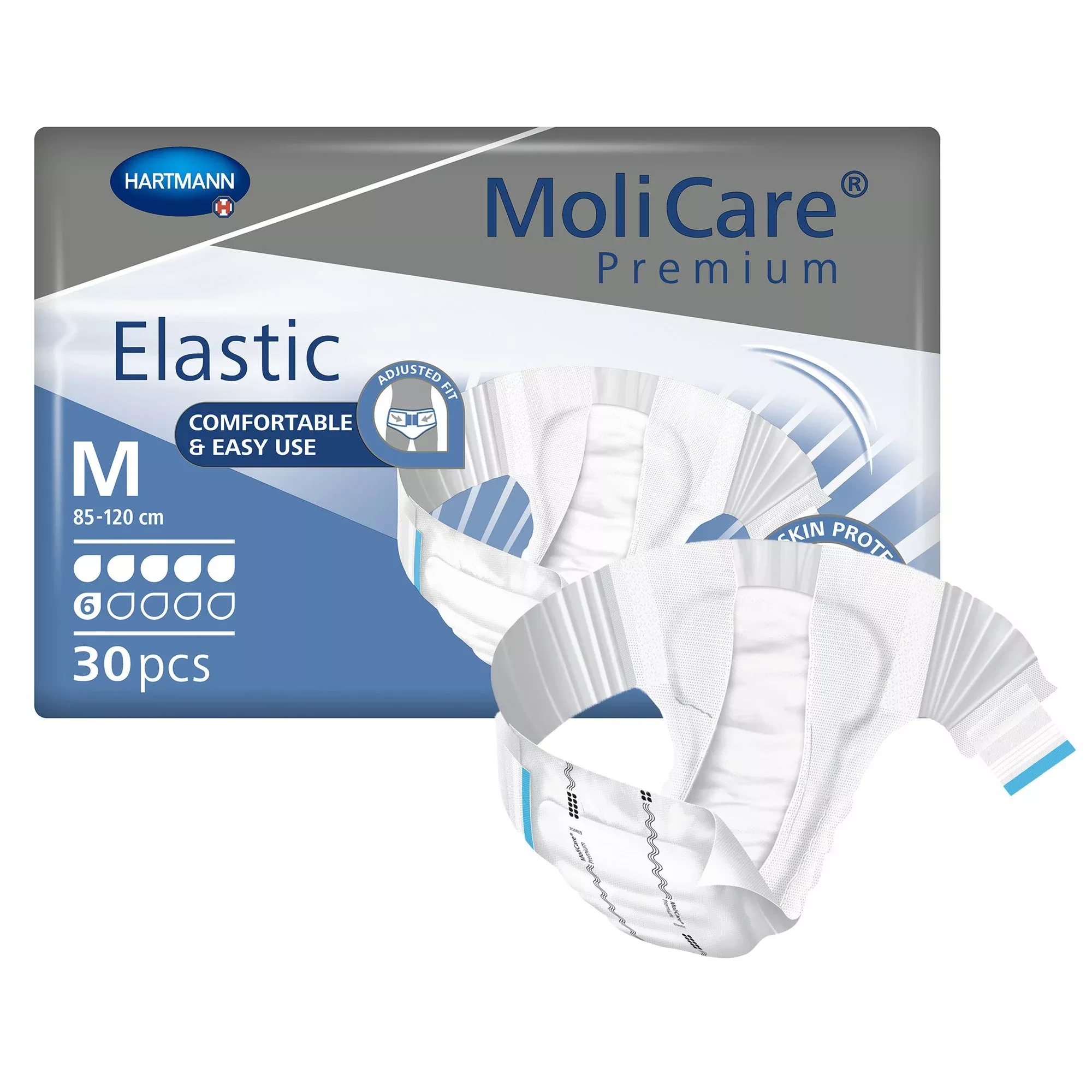 MoliCare Premium Elastic 6D Pañal para incontinencia adulto mediano unisex desechable moderado Estuche de 90 unidades