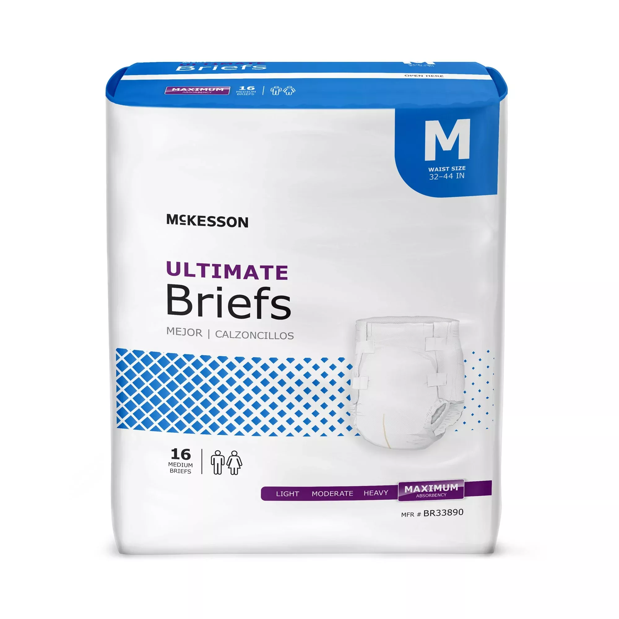 Pañal McKesson para Incontinencia de Adultos, Talla Mediana, Unisex, Desechable, Gran Capacidad de Absorción Caja de 96 unidades