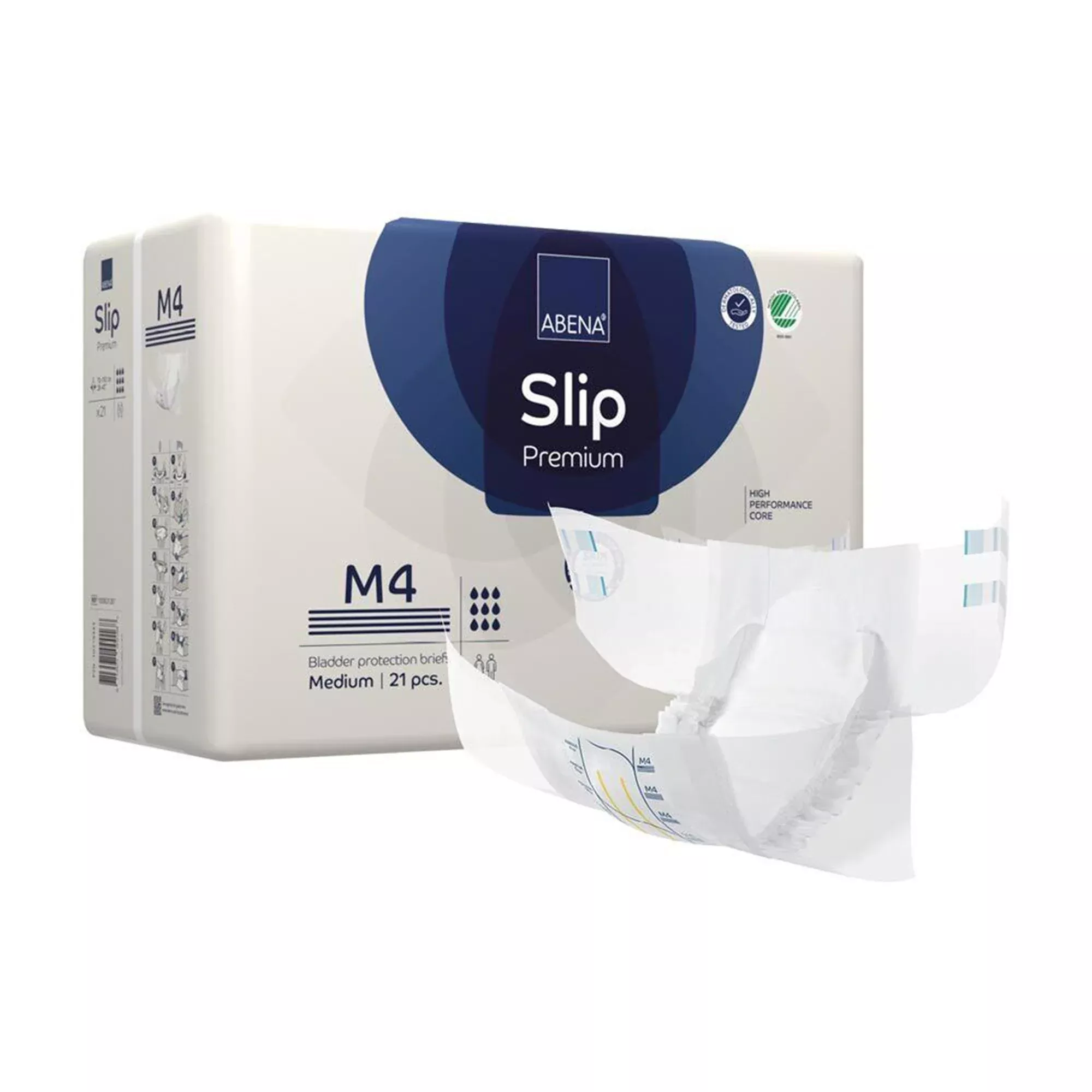 Pañal para incontinencia Abena Slip Premium M4, mediano, unisex, desechable, alta absorción - Caja de 84 unidades