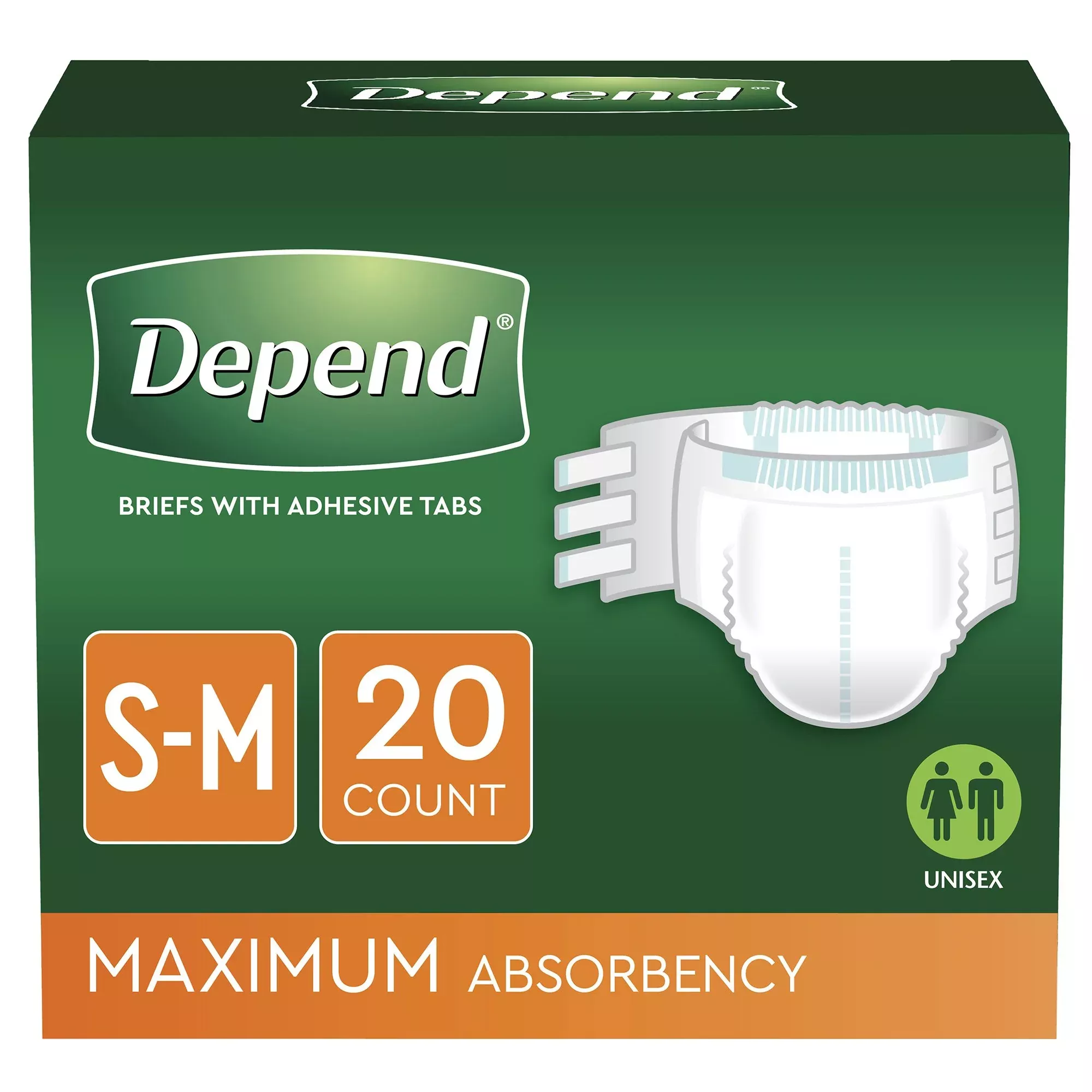 Pañal para incontinencia Depend para adultos pequeño/mediano unisex desechable de alta absorción - Caja de 60 unidades