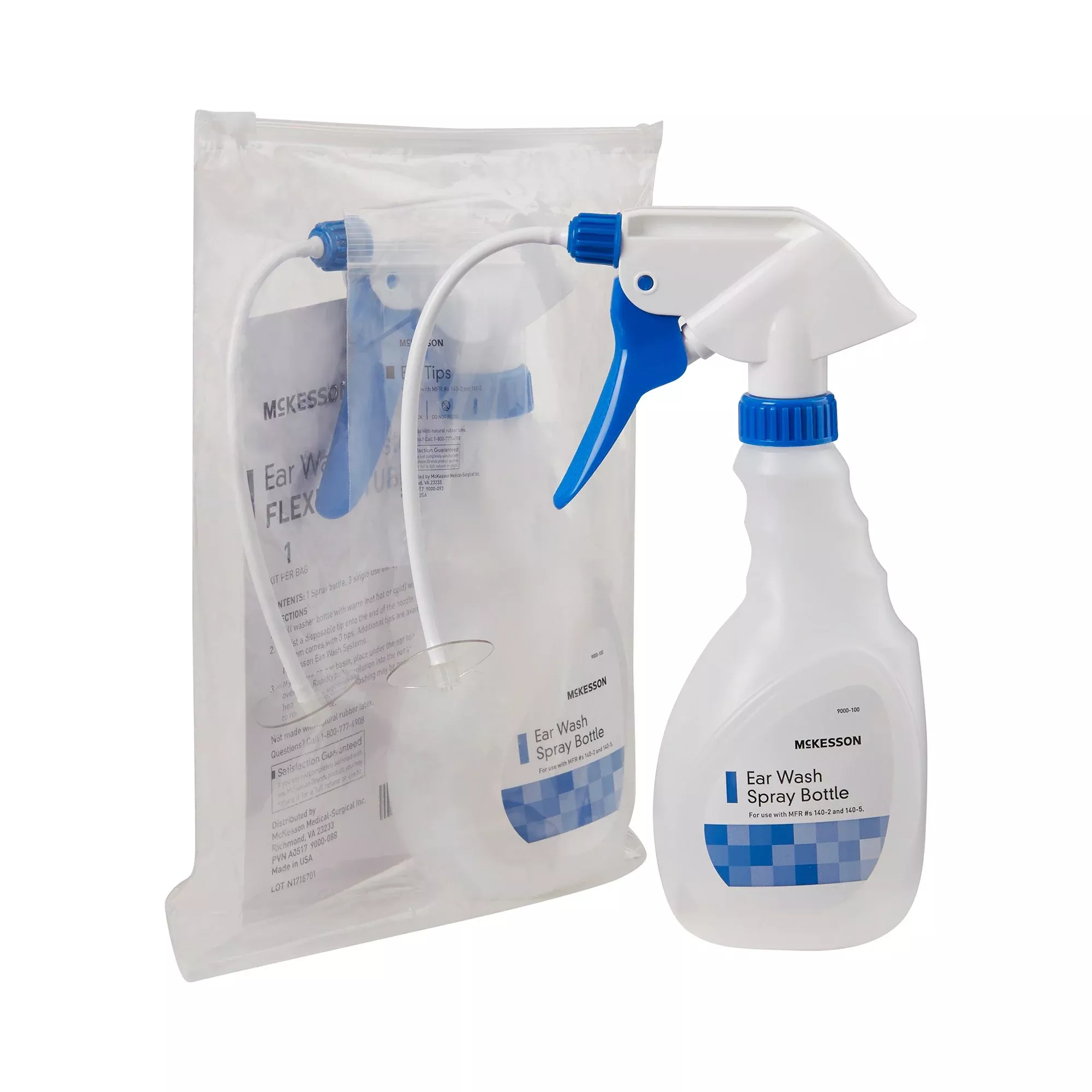 Sistema de lavado de oídos McKesson, punta desechable azul/blanco - Caja de 10 unidades