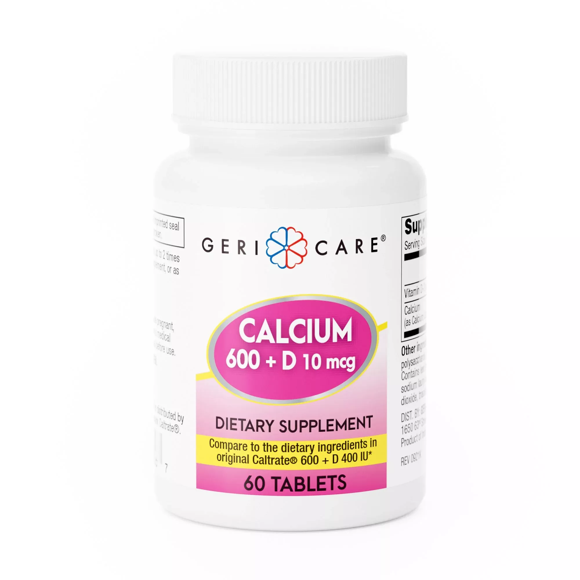 Suplemento Geri-Care para la Salud de las Articulaciones Calcio/Vitamina D 600 mg - 400 UI Tableta 60 - Frasco de 60 Unidades