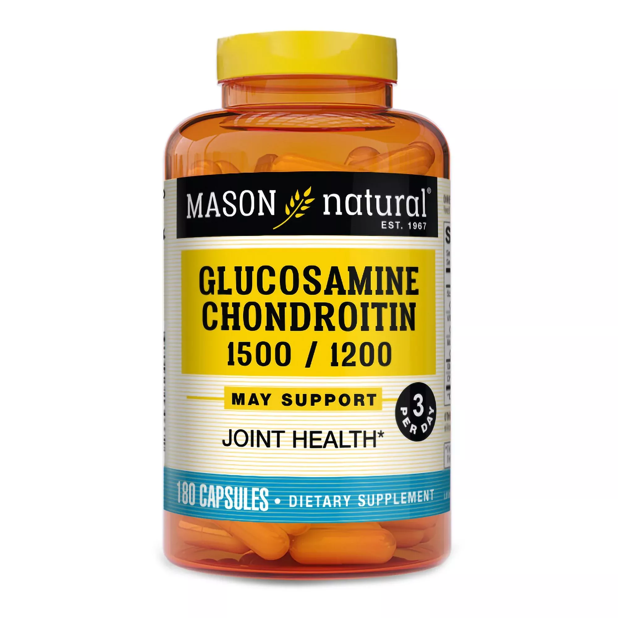 Suplemento para la Salud de las Articulaciones Glucosamina HCl / Condroitina 1,500 mg - 1,200 mg de Potencia Cápsula 180 por - Frasco