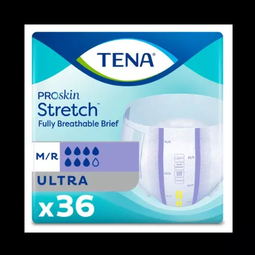 TENA ProSkin™ Stretch Ultra Incontinence Brief, Heavy Absorbency, Unisex, Medium/Regular, 36 count